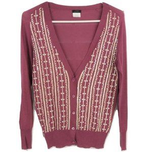 J.CREW EMBELLISHED SEQUIN MAUVE ROSE PINK CARDIGAN